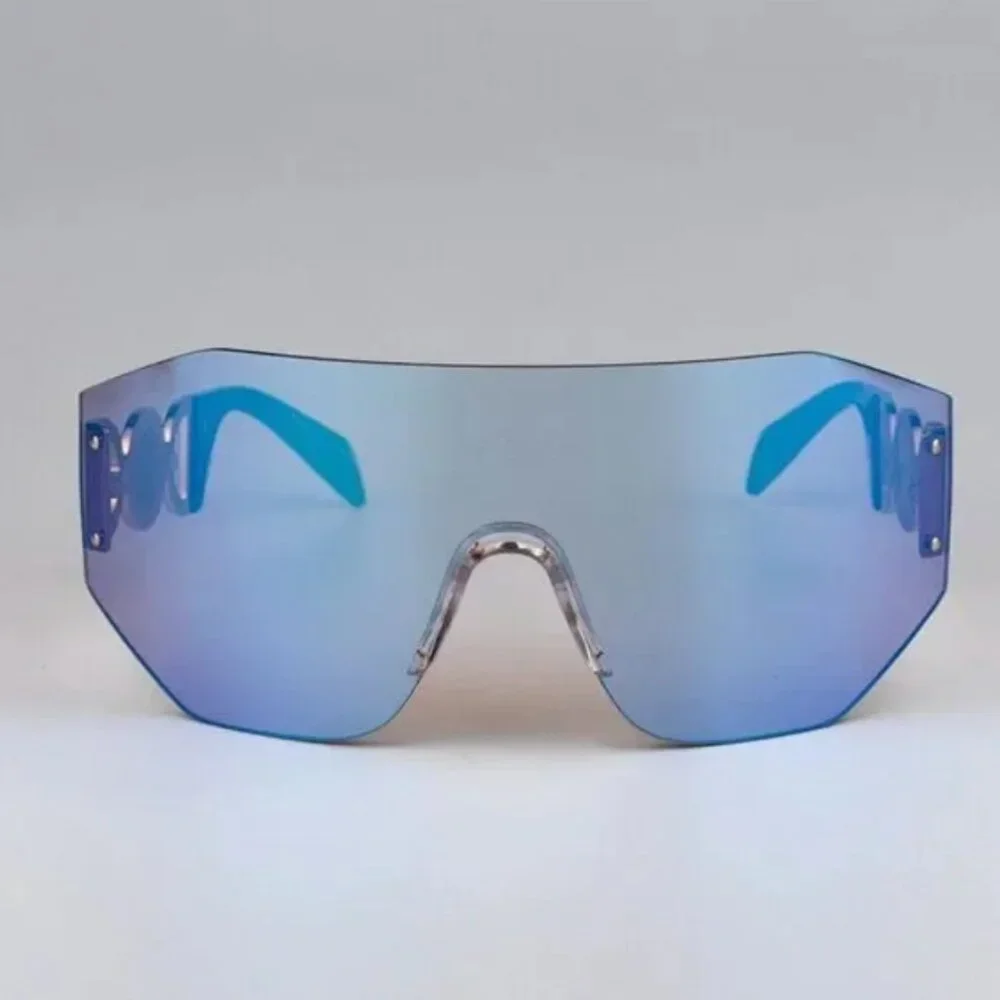 NEW Versace Pink Mirrored Blue Shield Unisex Sunglasses